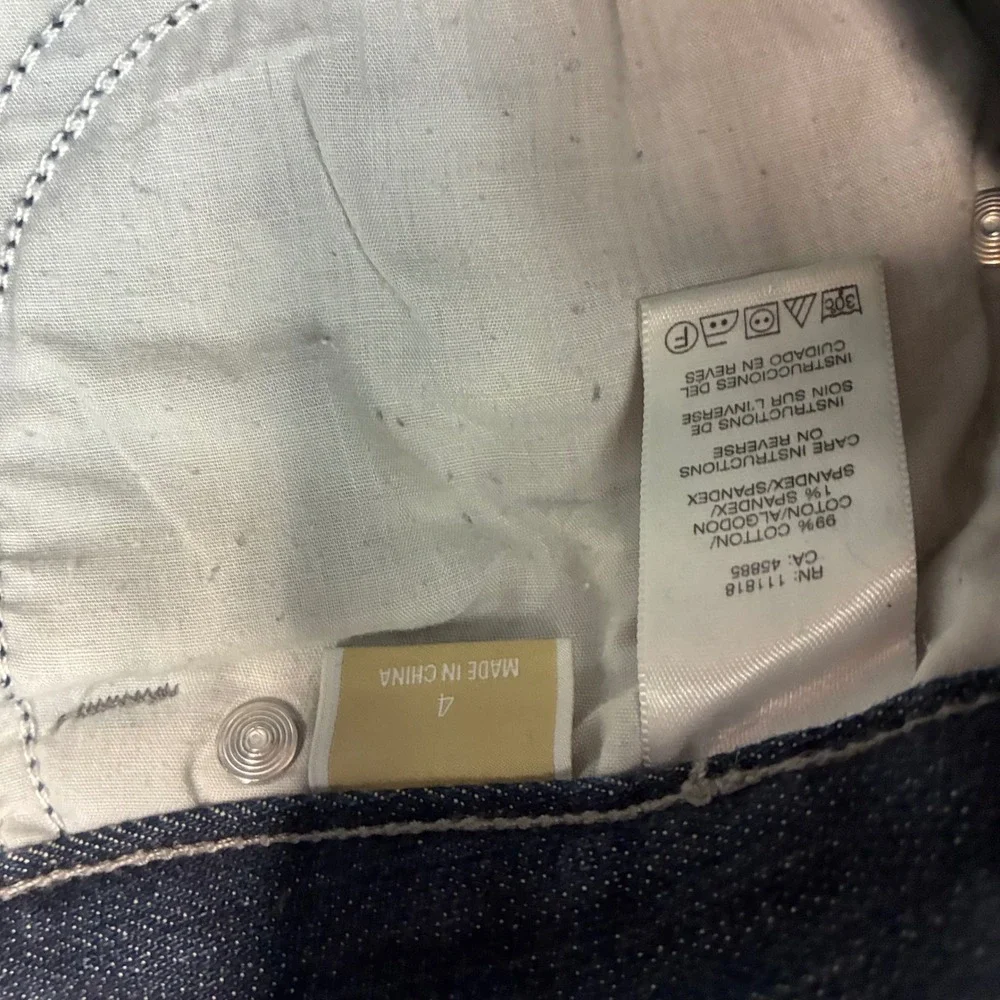 Michael Kors Womens Size 4 30x32 Dark Wash Rhinestone Logo Bootcut Jeans